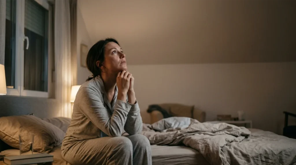 Pessoa com dificuldade para dormir relacionada ao transtorno de ansiedade generalizada